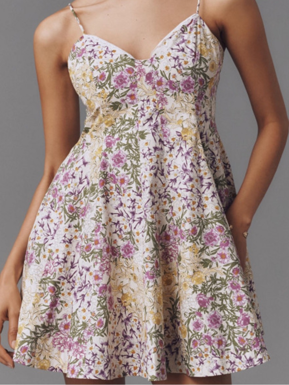 Maeve Lace-Trim Sweetheart Mini Dress